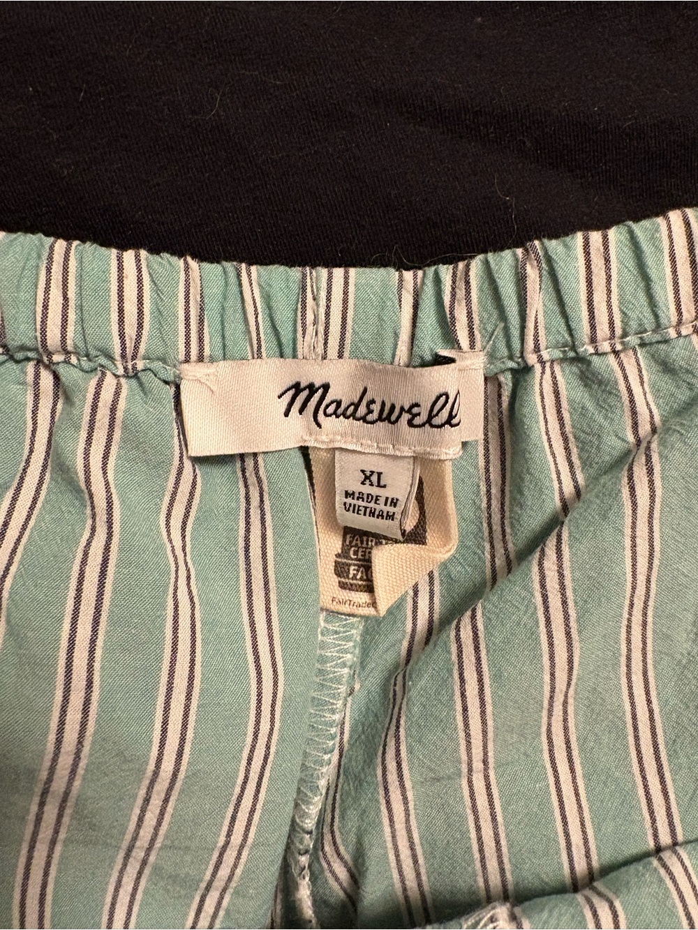 Madewell Striped Lightweight Drawstring Shorts in Mint Green - Picture 4 of 4
